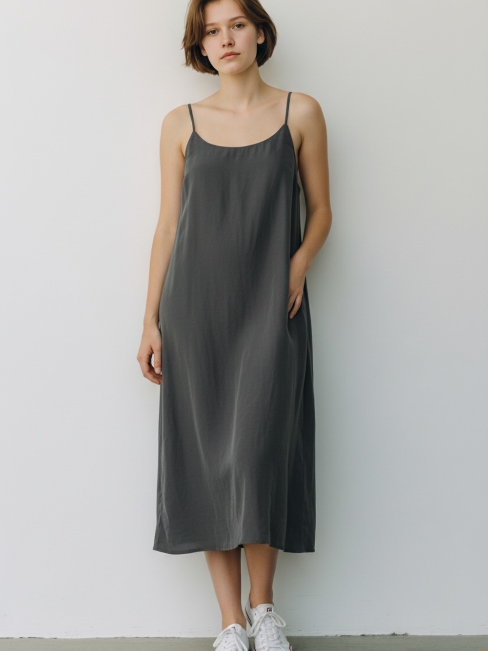 Zara Blue Tie-Shoulder Midi Dress – Size Medium